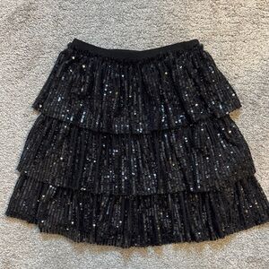 Zara Black Sequin Mini Skirt Girl Size 8